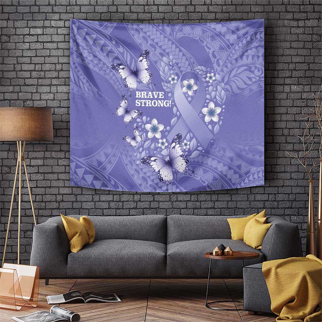 Polynesia Stomach Cancer Awareness Tapestry Periwinkle Ribbon Brave Strong! LT14 Periwinkle - Polynesian Pride