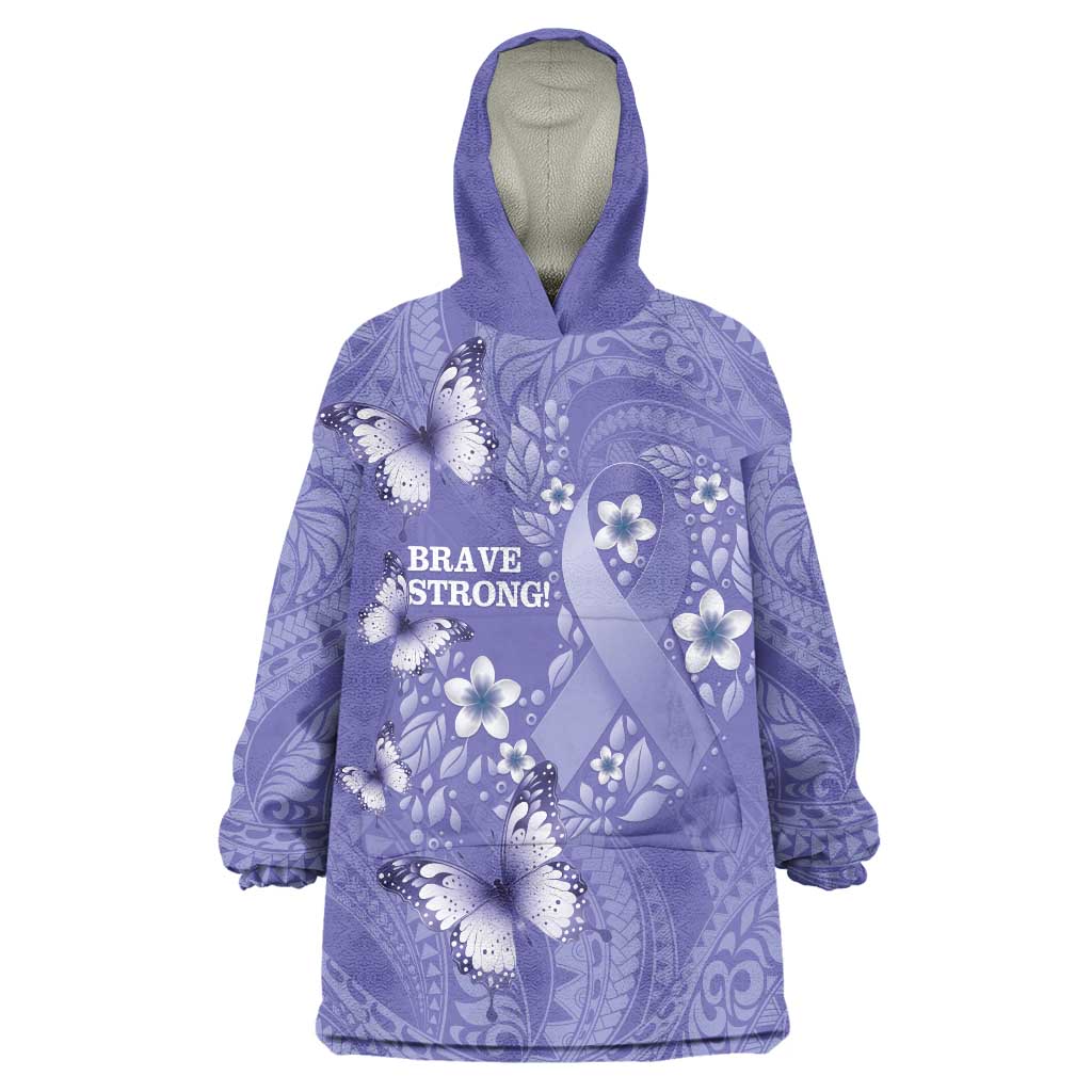 Polynesia Stomach Cancer Awareness Wearable Blanket Hoodie Periwinkle Ribbon Brave Strong! LT14 One Size Periwinkle - Polynesian Pride