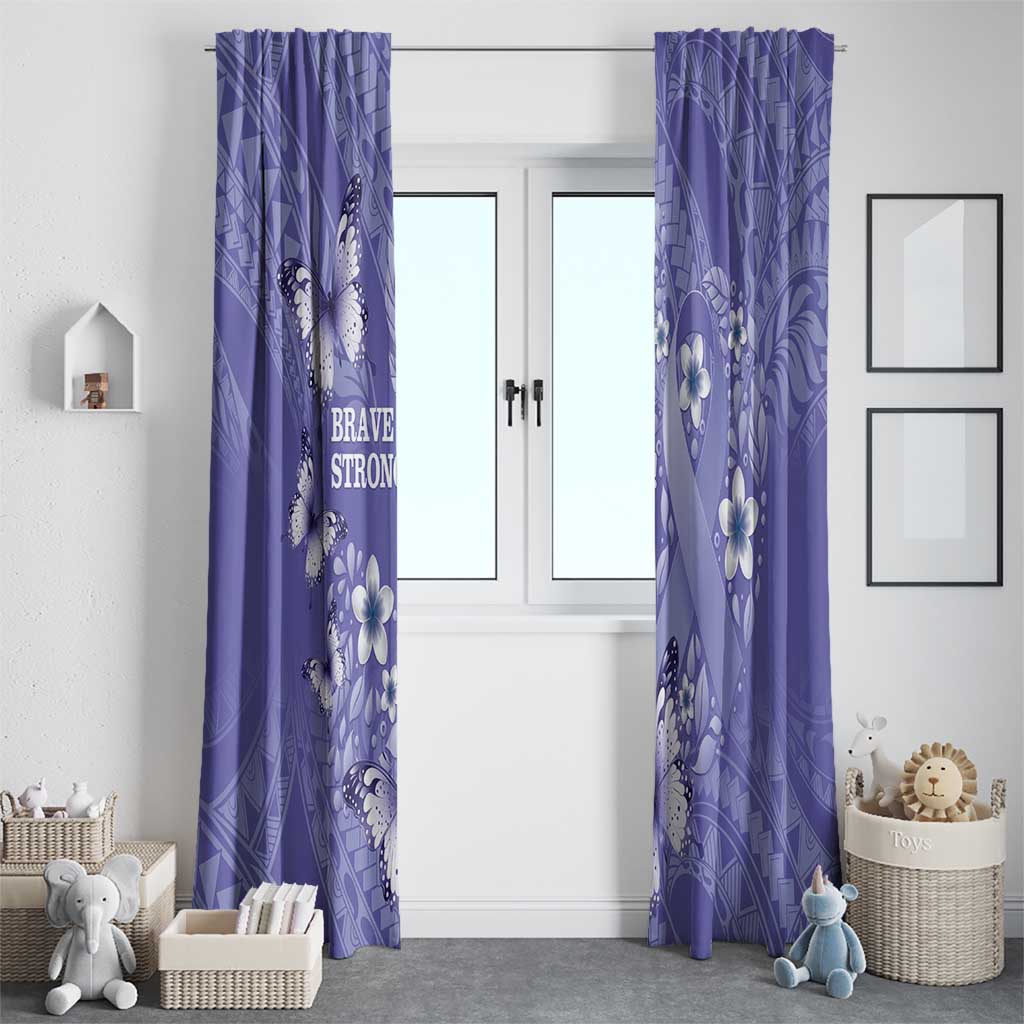 Polynesia Stomach Cancer Awareness Window Curtain Periwinkle Ribbon Brave Strong!