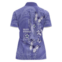 Polynesia Stomach Cancer Awareness Women Polo Shirt Periwinkle Ribbon Brave Strong! LT14 - Polynesian Pride