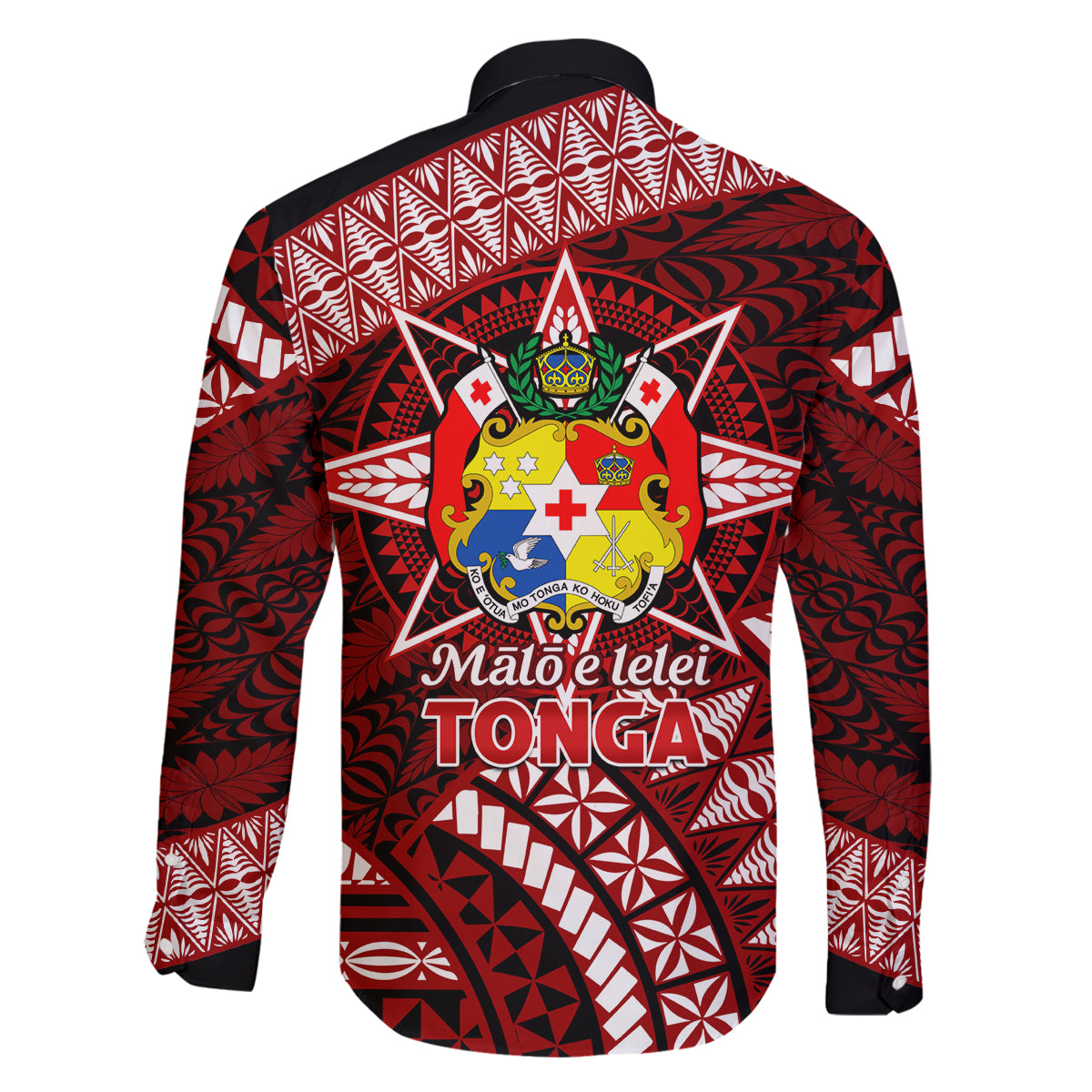 Malo e lelei Tonga Family Matching Long Sleeve Bodycon Dress and Hawaiian Shirt Tongan Ngatu Pattern Red Version LT14 - Polynesian Pride
