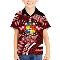 Malo e lelei Tonga Family Matching Off Shoulder Maxi Dress and Hawaiian Shirt Tongan Ngatu Pattern Red Version LT14 Son's Shirt Red - Polynesian Pride