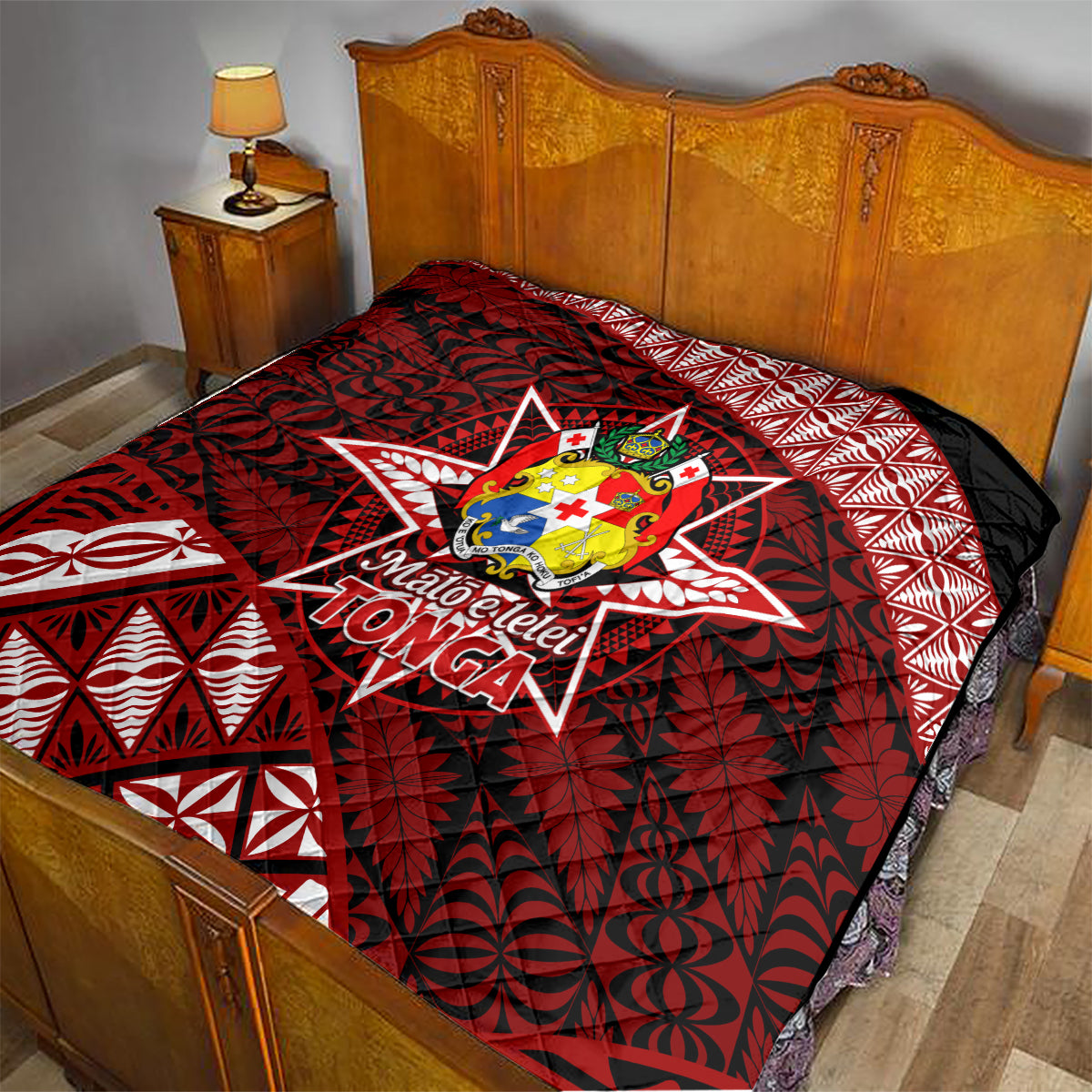 Malo e lelei Tonga Quilt Tongan Ngatu Pattern Red Version LT14 - Polynesian Pride
