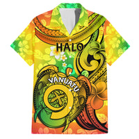Halo Vanuatu Family Matching Tank Maxi Dress and Hawaiian Shirt Sand Drawing Turtle Polynesian Tropical Flowers LT14 Dad's Shirt - Short Sleeve Reggae - Polynesian Pride