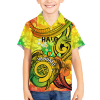 Halo Vanuatu Family Matching Tank Maxi Dress and Hawaiian Shirt Sand Drawing Turtle Polynesian Tropical Flowers LT14 Son's Shirt Reggae - Polynesian Pride