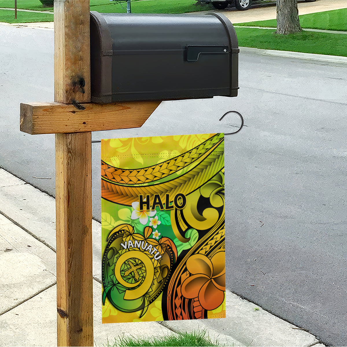 Halo Vanuatu Garden Flag Sand Drawing Turtle Polynesian Tropical Flowers LT14 - Polynesian Pride