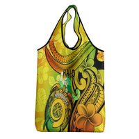 Halo Vanuatu Grocery Bag Sand Drawing Turtle Polynesian Tropical Flowers