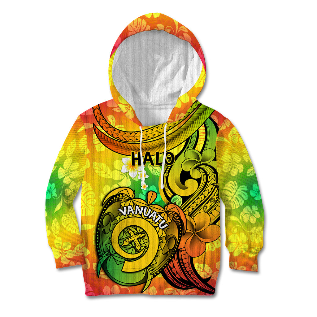 Halo Vanuatu Kid Hoodie Sand Drawing Turtle Polynesian Tropical Flowers LT14 Hoodie Reggae - Polynesian Pride