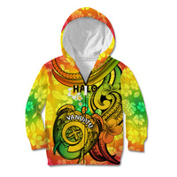 Halo Vanuatu Kid Hoodie Sand Drawing Turtle Polynesian Tropical Flowers LT14 Zip Hoodie Reggae - Polynesian Pride