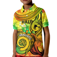 Halo Vanuatu Kid Polo Shirt Sand Drawing Turtle Polynesian Tropical Flowers LT14 Kid Reggae - Polynesian Pride