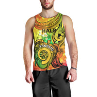 Halo Vanuatu Men Tank Top Sand Drawing Turtle Polynesian Tropical Flowers LT14 - Polynesian Pride