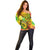 Halo Vanuatu Off Shoulder Sweater Sand Drawing Turtle Polynesian Tropical Flowers LT14 - Polynesian Pride