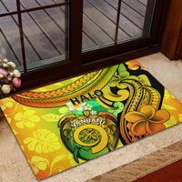 Halo Vanuatu Rubber Doormat Sand Drawing Turtle Polynesian Tropical Flowers LT14 - Polynesian Pride