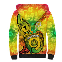 Halo Vanuatu Sherpa Hoodie Sand Drawing Turtle Polynesian Tropical Flowers LT14 - Polynesian Pride