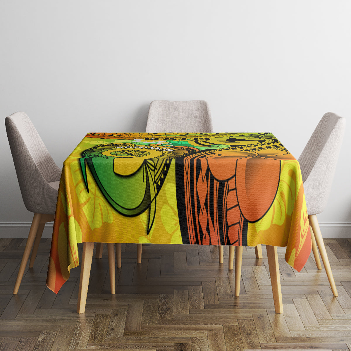 Halo Vanuatu Tablecloth Sand Drawing Turtle Polynesian Tropical Flowers LT14 - Polynesian Pride