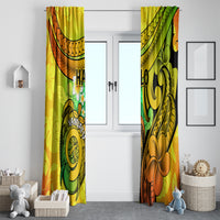 Halo Vanuatu Window Curtain Sand Drawing Turtle Polynesian Tropical Flowers LT14 - Polynesian Pride