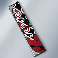 New Zealand Auto Sun Shade Aotearoa Kowhaiwhai Mix Taniko Art - Red - Polynesian Pride