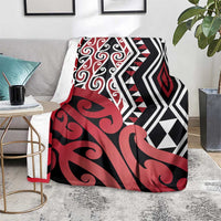 New Zealand Blanket Aotearoa Kowhaiwhai Mix Taniko Art - Red