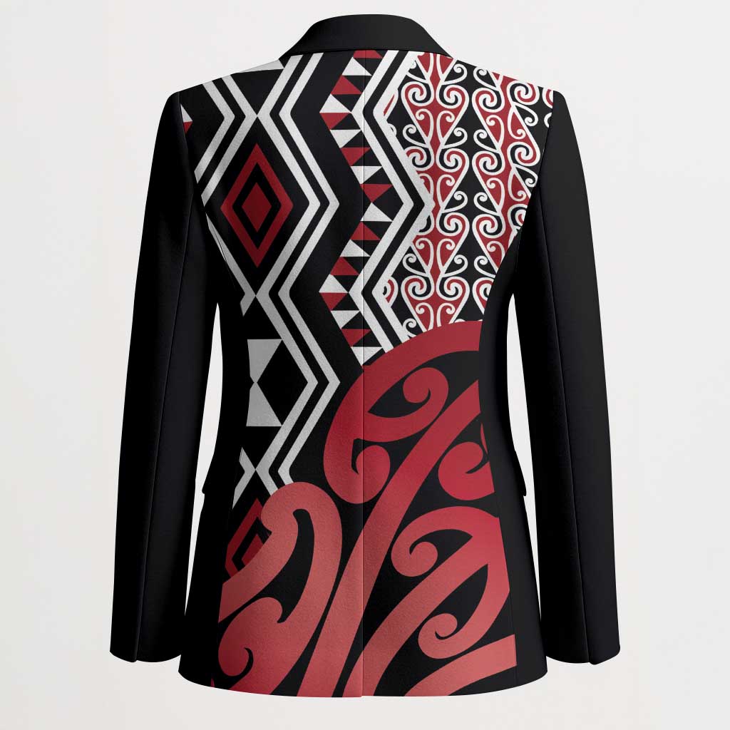 New Zealand Blazer Aotearoa Kowhaiwhai Mix Taniko Art - Red - Polynesian Pride