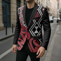 New Zealand Blazer Aotearoa Kowhaiwhai Mix Taniko Art - Red - Polynesian Pride