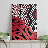 New Zealand Canvas Wall Art Aotearoa Kowhaiwhai Mix Taniko Art - Red