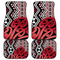 New Zealand Car Mats Aotearoa Kowhaiwhai Mix Taniko Art - Red