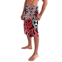 New Zealand Lavalava Aotearoa Kowhaiwhai Mix Taniko Art - Red