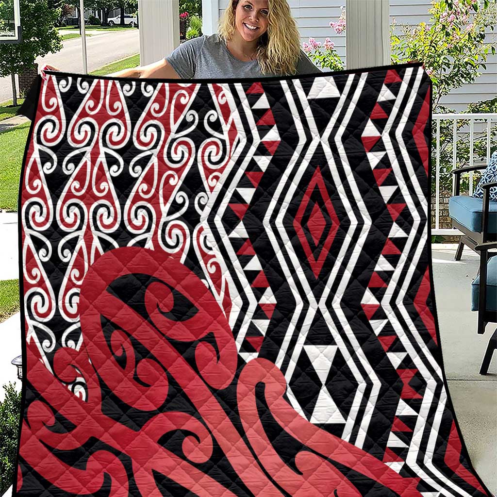 New Zealand Quilt Aotearoa Kowhaiwhai Mix Taniko Art - Red LT14 Red - Polynesian Pride
