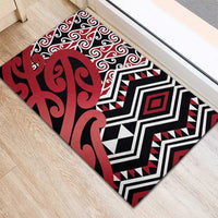 New Zealand Rubber Doormat Aotearoa Kowhaiwhai Mix Taniko Art - Red LT14 - Polynesian Pride