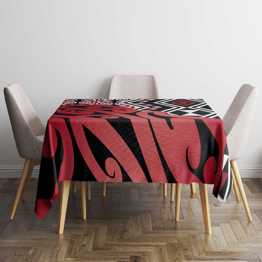New Zealand Tablecloth Aotearoa Kowhaiwhai Mix Taniko Art - Red