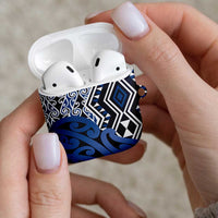New Zealand AirPods Case Aotearoa Kowhaiwhai Mix Taniko Art - Blue - Polynesian Pride