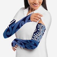 New Zealand Arm Sleeves Aotearoa Kowhaiwhai Mix Taniko Art - Blue - Polynesian Pride