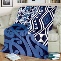 New Zealand Blanket Aotearoa Kowhaiwhai Mix Taniko Art - Blue