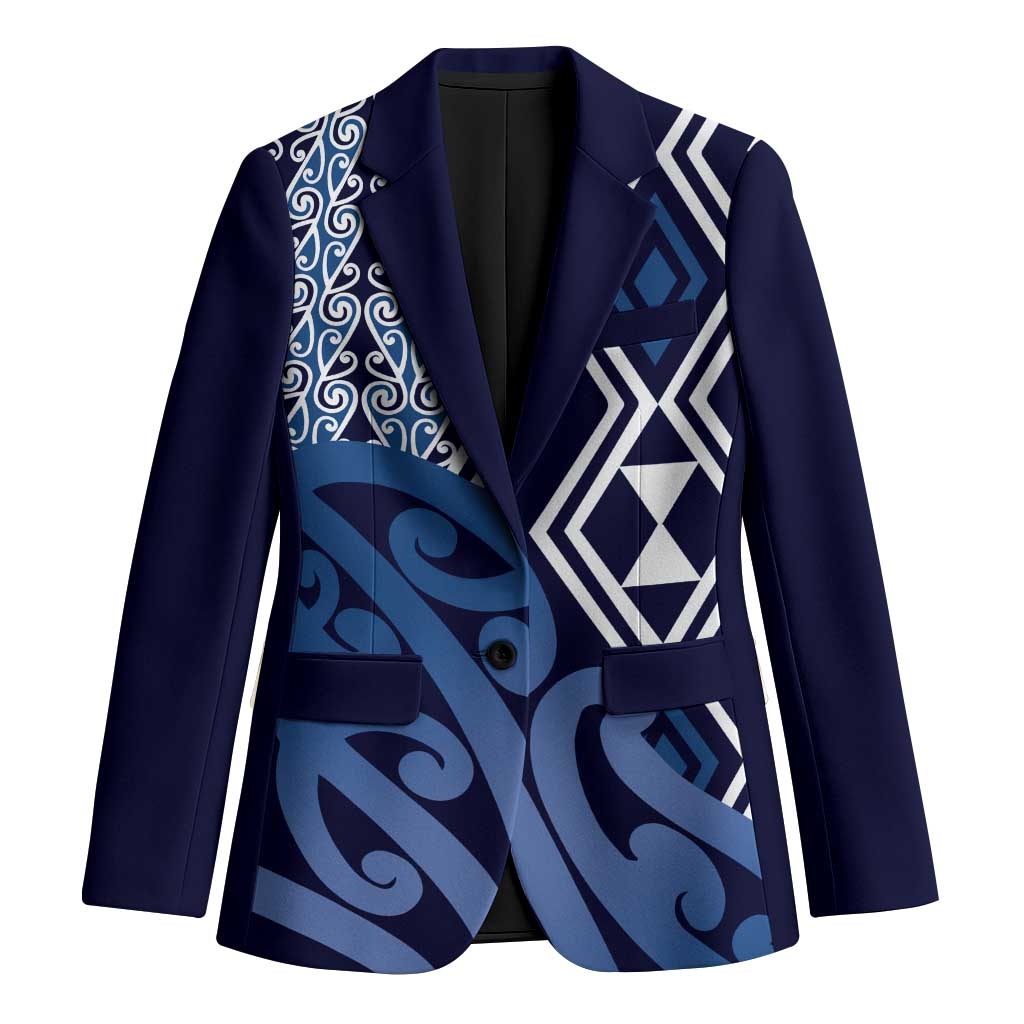 New Zealand Blazer Aotearoa Kowhaiwhai Mix Taniko Art - Blue - Polynesian Pride