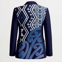 New Zealand Blazer Aotearoa Kowhaiwhai Mix Taniko Art - Blue - Polynesian Pride