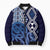 New Zealand Bomber Puffer Jacket Aotearoa Kowhaiwhai Mix Taniko Art - Blue - Polynesian Pride