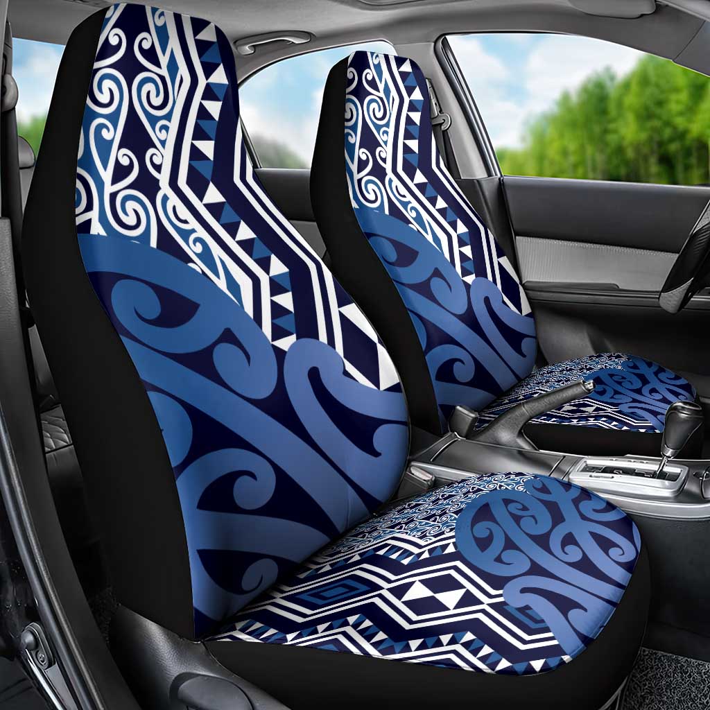 New Zealand Car Seat Cover Aotearoa Kowhaiwhai Mix Taniko Art - Blue