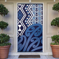 New Zealand Door Cover Aotearoa Kowhaiwhai Mix Taniko Art - Blue - Polynesian Pride