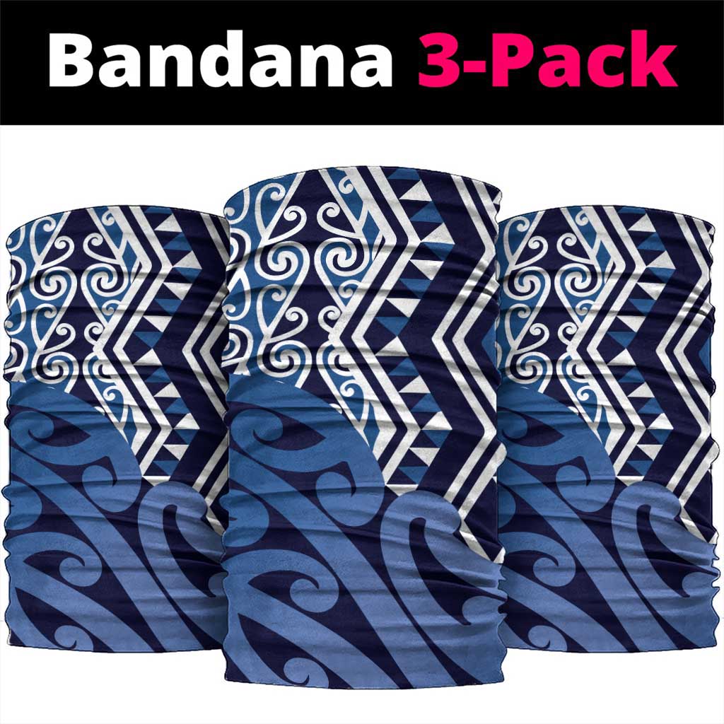 New Zealand Neck Gaiter Aotearoa Kowhaiwhai Mix Taniko Art - Blue - Polynesian Pride