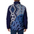 New Zealand Padded Jacket Aotearoa Kowhaiwhai Mix Taniko Art - Blue - Polynesian Pride