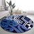 New Zealand Round Carpet Aotearoa Kowhaiwhai Mix Taniko Art - Blue