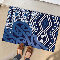 New Zealand Rubber Doormat Aotearoa Kowhaiwhai Mix Taniko Art - Blue LT14 - Polynesian Pride