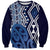 New Zealand Sweatshirt Aotearoa Kowhaiwhai Mix Taniko Art - Blue