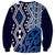 New Zealand Sweatshirt Aotearoa Kowhaiwhai Mix Taniko Art - Blue