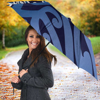 New Zealand Umbrella Aotearoa Kowhaiwhai Mix Taniko Art - Blue - Polynesian Pride