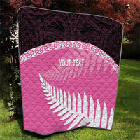 Custom New Zealand Aotearoa Cricket Quilt Go White Silver Fern