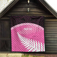 Custom New Zealand Aotearoa Cricket Quilt Go White Silver Fern