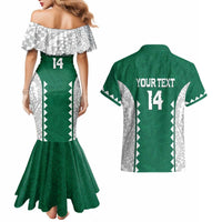 Custom Hawaii Volleyball Couples Matching Mermaid Dress and Hawaiian Shirt Hawaiian Kakau Pattern