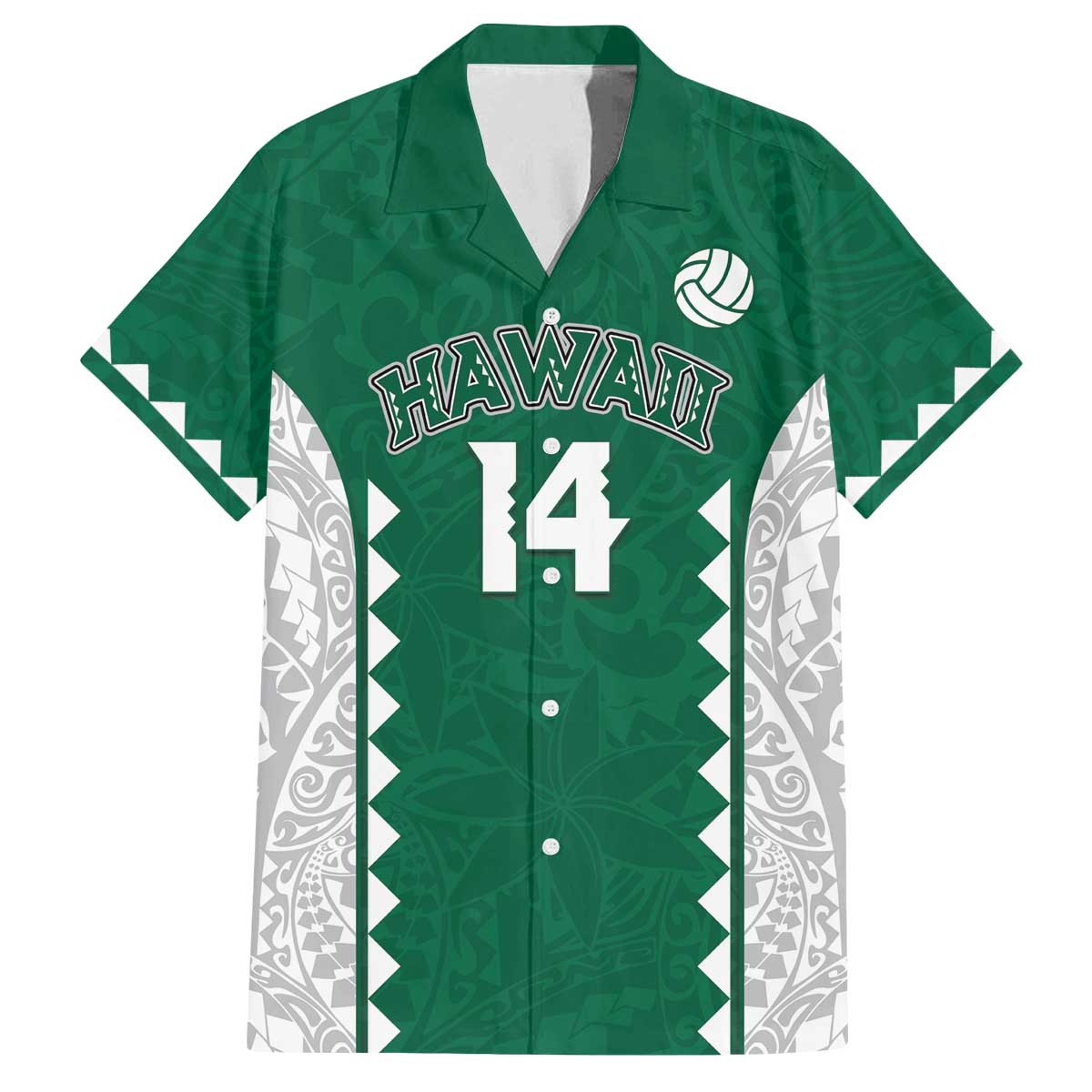 Custom Hawaii Volleyball Family Matching Off The Shoulder Long Sleeve Dress and Hawaiian Shirt Hawaiian Kakau Pattern