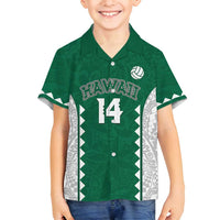 Custom Hawaii Volleyball Family Matching Off Shoulder Short Dress and Hawaiian Shirt Hawaiian Kakau Pattern